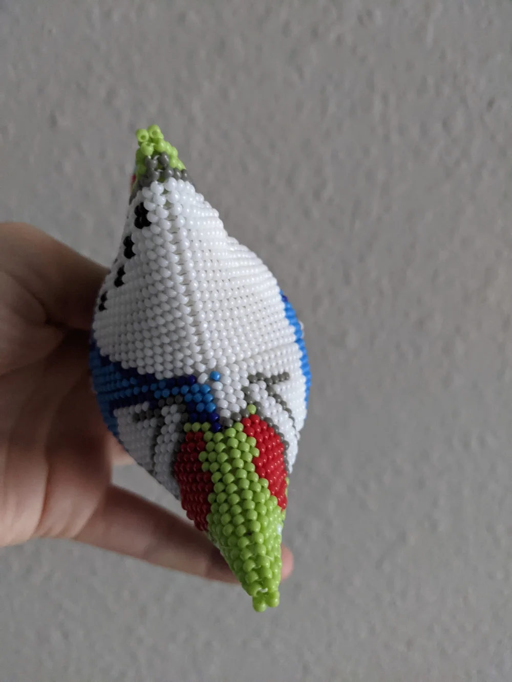 Handmade Blue Star Snowman Ornament with Red Hat